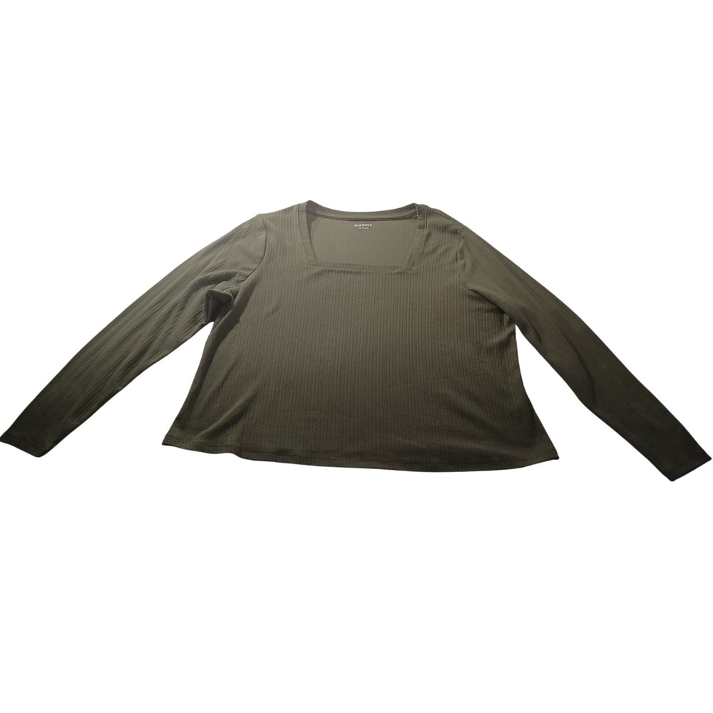 Old Navy Square Neck Ribbed Top 750265-05 Womens 3X Alpine Tundra Long Sleeve